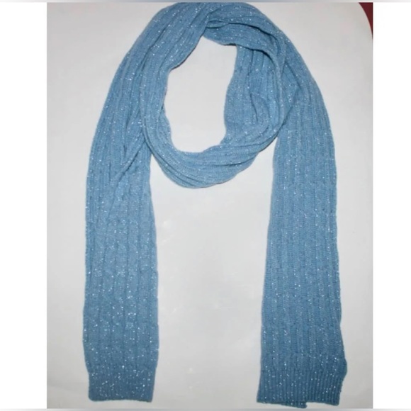 *Authentic* Nwt Gucci Sparkly Blue Knitted Wool Cashmere Scarf